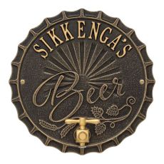 Custom Bottle Cap Brew Pub Plaque, Dark Bronze / Gold