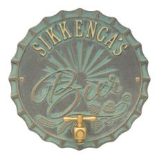 Personalized Bottle Cap Brew Pub Plaque, Pewter / Silver