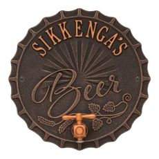 Custom Bottle Cap Brew Pub Plaque, Antique Brass
