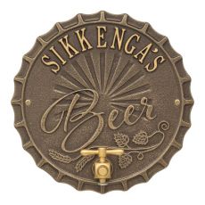 Personalized Bottle Cap Brew Pub Plaque, Antique Copper