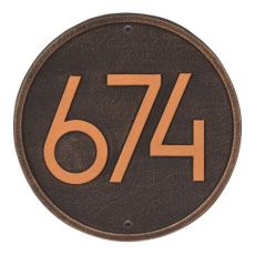 Round Modern Personalized Wall Plaque, Aged Bronze