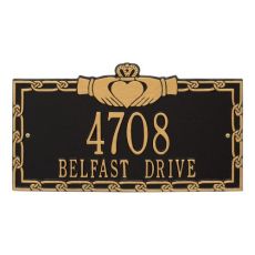 Claddagh Address Plaque, White/Black