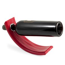 Red Leather Balancing Wine Bottle Stand