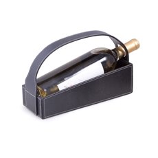 Black Pebbled Leather Wine Cradle
