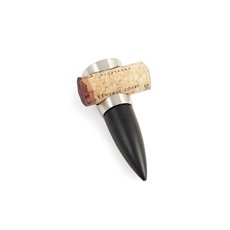 Brushed Nickel Bottle Stopper with Cutout Notch to Hold Cork