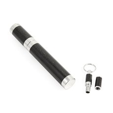 Carbon Fiber Finished with Chrome Accent 52 ga Cigar Tube and Punch Cutter Gift Set