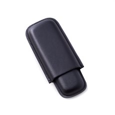 Black Leather Telescoping Two Cigar Case