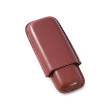 Cognac Leather Telescoping Two Cigar Case