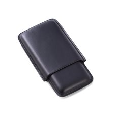 Black Leather Telescoping Three Cigar Case