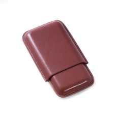 Cognac Leather Telescoping Three Cigar Case