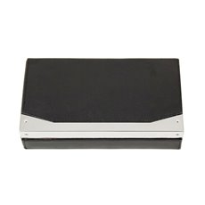 Black Leather 4 Cigar Humidor with Stainless Steel Cutter and Humidistat