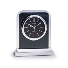 Lachin Glass Alarm Clock with Brushed Stainless Steel Accents