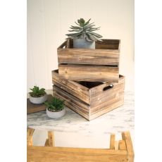 S Of 2 Wooden Slatted Boxes Set of 4