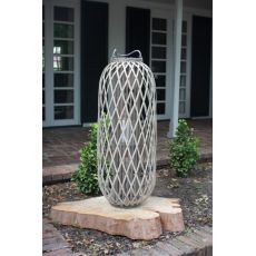 Tall Grey Willowith Lantern With Glass - Small