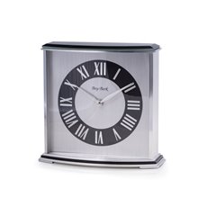 Palm Springs Lacquered Ebony Wood with Stainless Steel Accents Quartz Clock