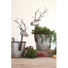 Metal Deer Planters Set of Two