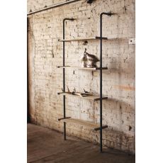 Tall Wood And Metal Wall Shelving Unit