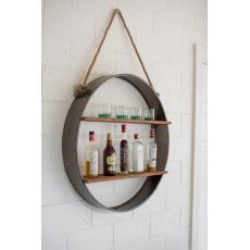 Circle Iron And Wood Hanging Wall Shelf