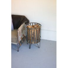 Metal Log Basket - Raw