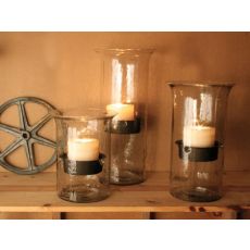 Original Glass Candle Cylinder with Rustic Insert - Medium