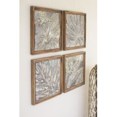 Framed Tropical Pressed Metal Tiles Set of 4