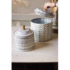 Pressed Tin Canisters Set of Two