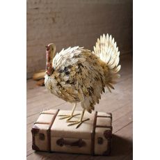 Painted Metal Turkey - Antique White