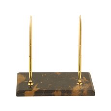 Tiger Eye Marble with Gold Plated Double Pen Stand