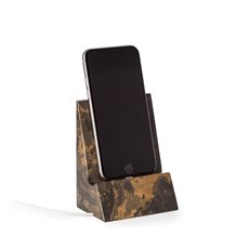 Tiger Eye Marble Desktop Phone / Tablet Cradle with a Pass-thru Hole for Charging Cable