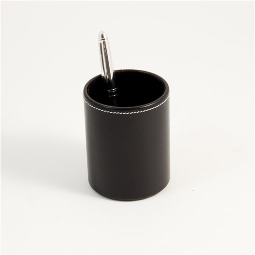 Black Leather Pen Cup