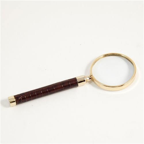Brown Croco Leather Magnifier with Gold Plated Accents