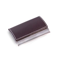 Brown Leather Business Card Case with Magnetic Lid