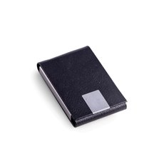 Black Leather Business Card Case with Magnetic Lid