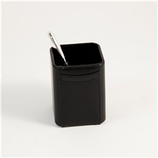 Black Leather Pen Cup