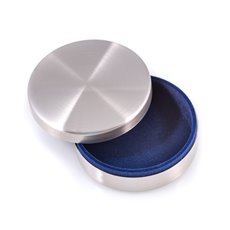 Brushed Stainless Steel Round Keepsake Box with Velvet Lining