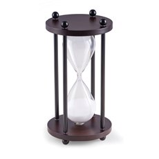 Walnut Wood 10 Minute Sand Timer with White Sand and Black Posts
