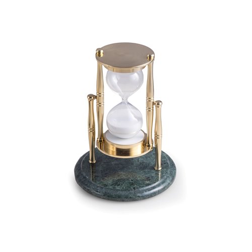 Green Marble 30 Minute Sand Timer with Brass Accents