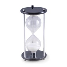 Black Marble 60 Minute Sand Timer with Chrome Accents