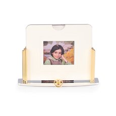 Two Tone, Gold and Silver Plated Picture Frame with Openings for Both 4x4 and 3x35 Pictures (front and rear)