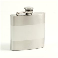 6 oz Stainless Steel Flask in Satin and Shiny Finish with Captive Cap and Durable Rubber Seal