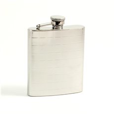 7 oz Stainless Steel Mirror Finish Checker Design Flask with Captive Cap and Durable Rubber Seal