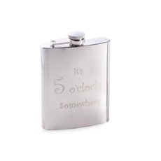 7 oz Stainless Steel Mirror Finish 5 o'clock Flask with Captive Cap and Durable Rubber Seal