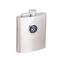 8 oz Stainless Steel Compass Flask with Captive Cap and Durable Rubber Seal