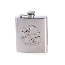 8 oz Stainless Steel Golfer Flask with Captive Cap and Durable Rubber Seal