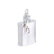 1 oz Stainless Steel Flask in a Satin Finish with Attaching Ring