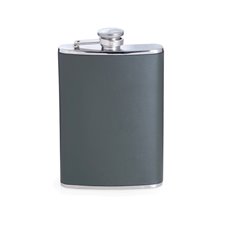 8 oz Stainless Steel Forest Green Leather Flask with Captive Cap and Durable Rubber Seal