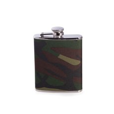 6 oz Stainless Steel Camouflage Pattern Flask with Captive Cap and Durable Rubber Seal