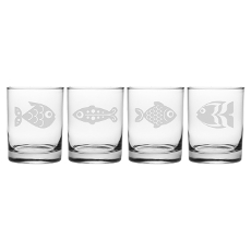 Fish Assortment On The Rocks Glass Set