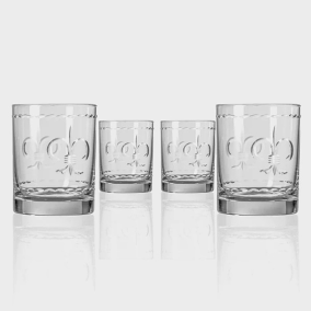 Fleur De Lis Double Old Fashioned Glasses (set of 4)