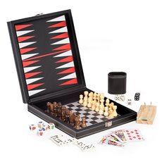 Black Leatherette 5 in 1 Game Set